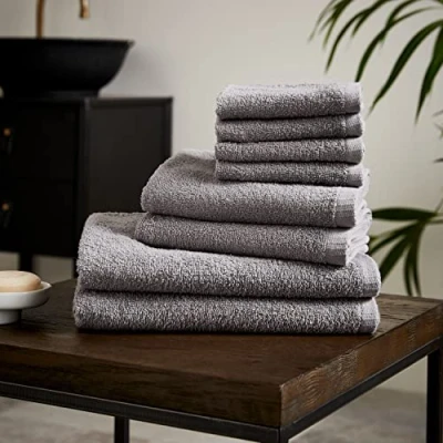Image of Catherine Lansfield Quick Dry Cotton 8 Piece Towel Set Grey