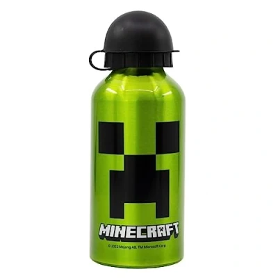 Image of OM SUPPLIES Minecraft Characters Aluminium Sports Bottle 400ml Holiday, Back to School Water Drinking Kids Lunch Children Includes Half Size 12pcs (Minecraft)
