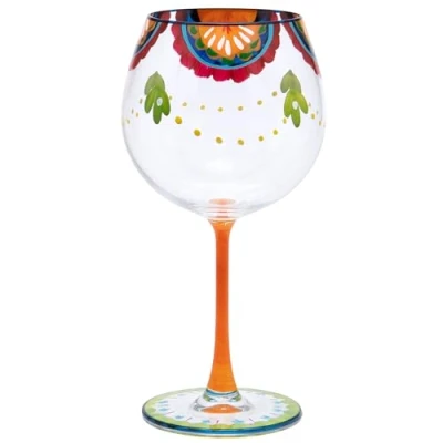 Image of Maturi Hand Painted Pattern Gin Glass, 625ml, Gift Boxed