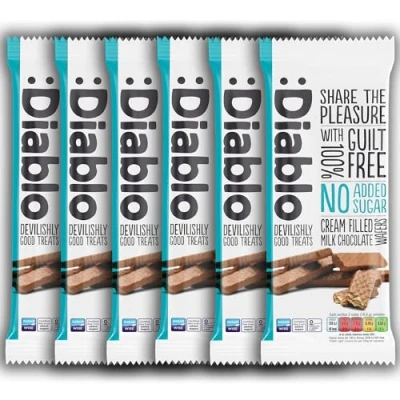 Image of Diablo Cream Filled Milk Chocolate Wafers, No Added Sugar, Sweetened with Maltitol, afternoon tea, Serving Refreshments at Meetings 150g (Pack Of 6)