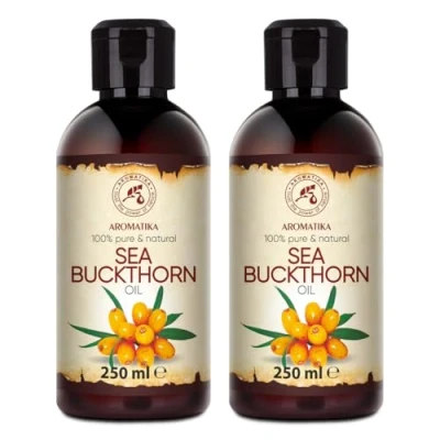 Image of Sea Buckthorn Oil Set 2x250ml 100% Pure &amp; Natural Cold Pressed Unrefined Hippophae Rhamnoides Cosmetic for Hair Face Body Aromatherapy Relaxation Massage Spa