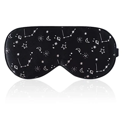 Image of Silk Sleep mask with Adjustable Strap,Comfortable and Super Soft Eye Ultimate Sleeping aid Silver starrysky Black