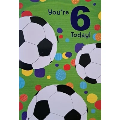 Image of You&#039;re 6 Today! Football Birthday Card. 19.5x13.5cm
