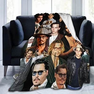 Image of Moonforever Johnny Depp Throw Blanket Fleece Lightweight Soft Flannel Living Room Bedroom Sofa Quilt Blankets All Season Air Conditioning Blanket…
