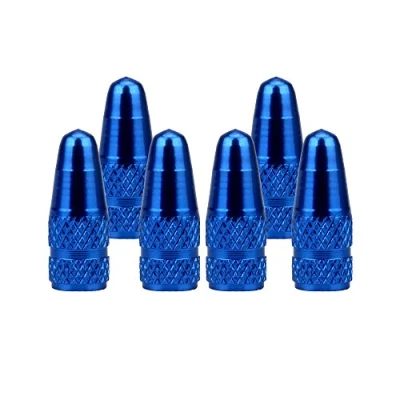 Image of SENZEAL 6Pcs Bicycle Presta Valve Dust Caps Aluminum Alloy French Style Cycling Tyre Stem for MTB Road Bike Wheels Blue