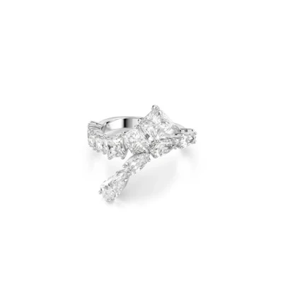 Image of Swarovski Matrix ring, Mixed cuts, White, Rhodium plated