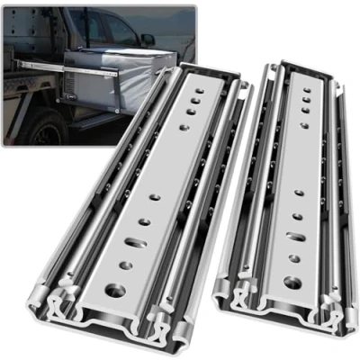 Image of AOLISHENG Heavy Duty Drawer Runners 400mm Full Extension Load Capacity 220 Kg Ball Bearing Industrial Slides Rails Side Mount 1 Pair (Without Lock, 16 inch (400mm))