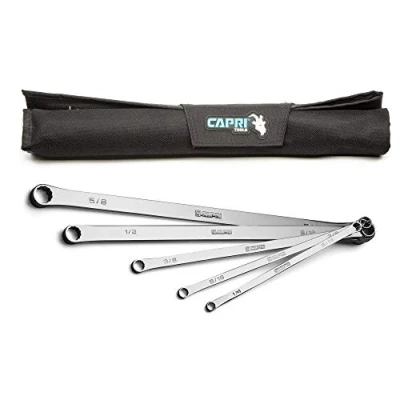 Image of Capri Tools 0 Degree Offset Extra Long Box End Wrench Set, SAE, 1/4 3/4 in, 8 Sizes, 5 Piece