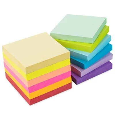 Image of 12 Sticky Note Pads 76 x mm / 3&quot;x3&quot; Memo Pads,1200 Sheets Self Notes for Post,12 Assorted Bright Colored Notes, Notepads with Strong Adhesion Home School Office and