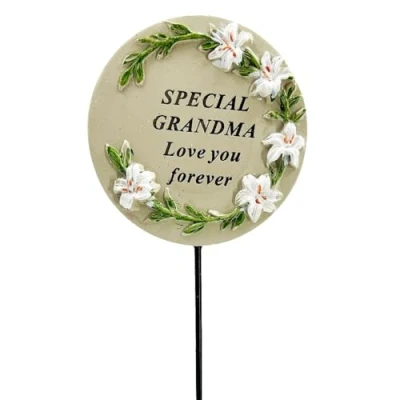 Image of Angraves Special Grandma Lily Flower Memorial Tribute Stick Graveside Grave Plaque Stake