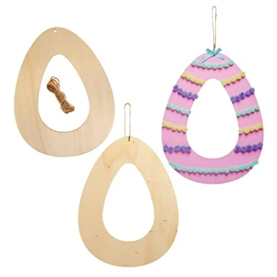 Image of Baker Ross FX494 Easter Egg Wooden Wreaths Pack of 6, Kids Make Your Own Decorations