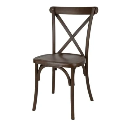 Image of Bolero Manhattan Cross Back Resin Chairs Dark Wood Effect (4 Pack)
