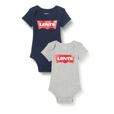 Image of Levi&#039;s Kids Batwing 2 Piece Bodysuit Unisex Baby Grey Heather, 0 6 Months