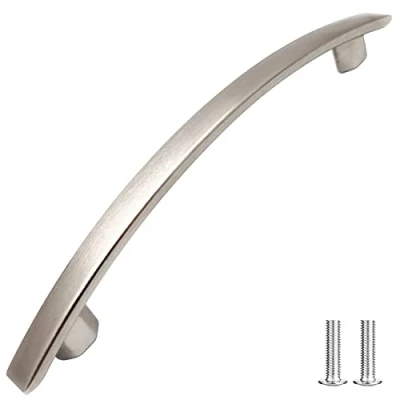 Image of Decoranddecor Bow Polished Chrome Kitchen Bathroom Bedroom Cabinet Door Knobs Drawer Furniture Handles (96mm Hole Center, Brushed Chrome)