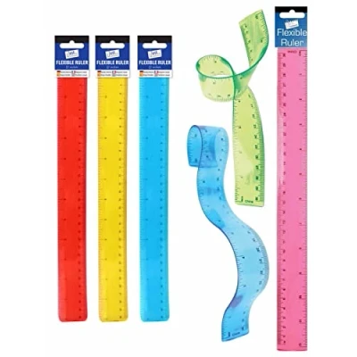 Image of Celino® 12&quot; Transparent Flexi Bendy Flexible Ruler School Office Work Stationery (Red)