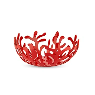 Image of Alessi&#039; Mediterraneo Fruit Holder in Steel Coloured with Red Epoxy Resin, 25 cm