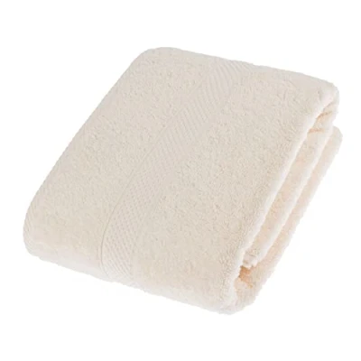 Image of HOMESCAPES Cream Turkish Cotton Bath Towel Super Soft Thick &amp; Absorbent 500 GSM Heavy Weight for everyday Luxury
