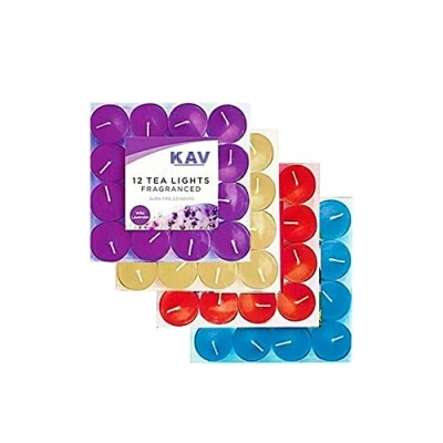 Image of KAV 48 Pack fragranced Tealight Candles Scented Tealights Candle for Weddings Christmas Spa Home Décor Fresh Berries, Wild Lavender, Vanilla, Mountain Spring
