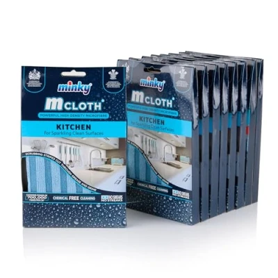 Image of Minky M Cloth Anti Bacterial Kitchen Pack of 9, Protection, Powerful High Density Microfibre With Non Scratch Technology, Dual Sided For &amp; Effective Cleaning