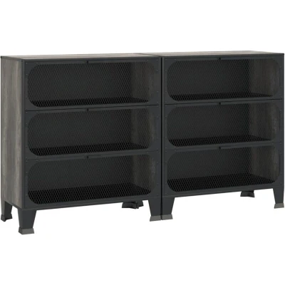 Image of vidaXL Storage Cabinets 2 pcs Grey 72x36x82 cm Metal and MDF