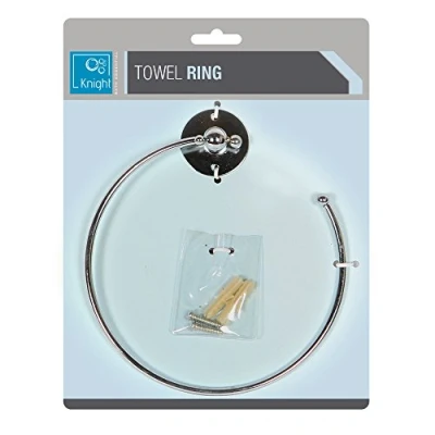 Image of Knight Bathroom Towel Ring Holder, CHROME, Silver, 16 x 5 cm
