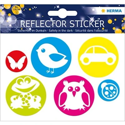 Image of Herma Reflective Stickers, Permanent Hold, 5 Fluorescent Stickers per Pack Circles Motif
