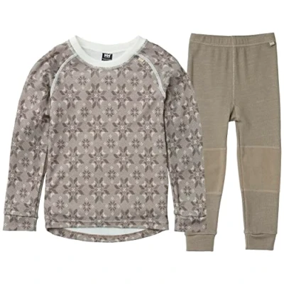 Image of Helly Hansen Unisex Kids Hh Graphic Lifa Merino Set Pants, Brown, 4 Years EU
