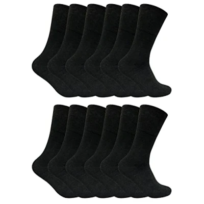 Image of 12 Pairs Mens Thermal Diabetic Socks Sock Snob Non Elastic Extra Wide for Poor Circulation (6 11, Black)