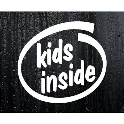 Image of Car Sticker Kids Inside Funny Novelty Van Bumper Window Boot Door Decal