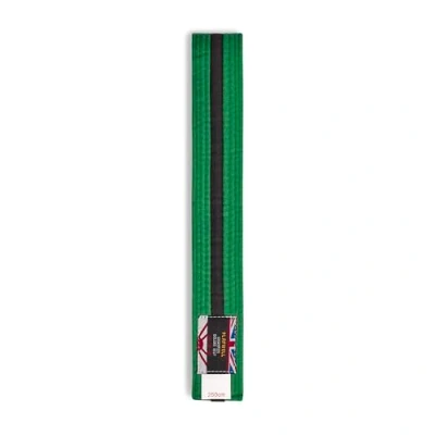 Image of Playwell Martial Arts Cotton Coloured Belt with Black Stripe Grading (Karate, Judo Taekwondo) (Green Stripe, 250cm)