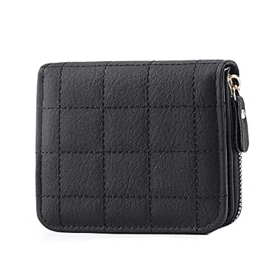 Image of FINDING CASE Purses for Women Genuine Leather Small Bifold Compact Womens Wallet with RFID Protection (Black)