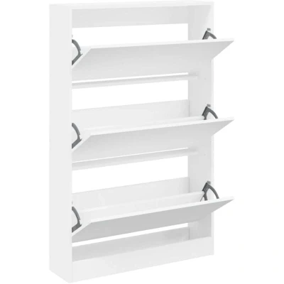 Image of vidaXL Shoe Cabinet White 80x21x125.5 cm Engineered Wood
