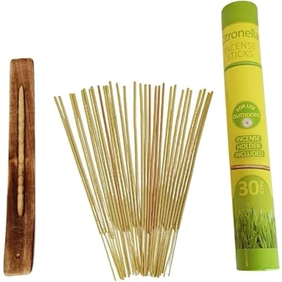 Image of Citronella Incense Sticks for Garden, 30 Pieces with Holder, Mosquito and Insect Repellent