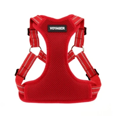 Image of Best Pet Supplies Voyager by Fully Adjustable Step in Mesh Harness with Reflective 3M Piping Red (Matching Trim), X Large
