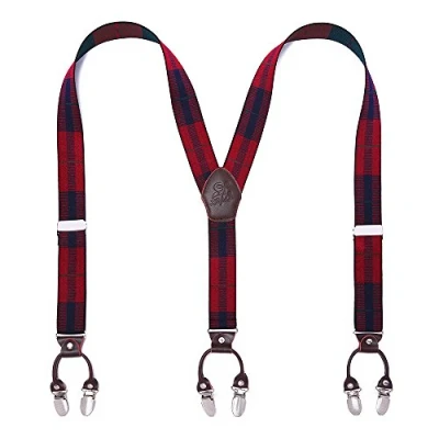 Image of KANGDAI Mens Braces Y Style One Size Adjustable Suspenders Trouser Salopette Strong Metal Clips