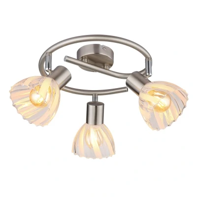 Image of Zachery Ceiling Spotlight Clusters Nickel Matt Satined Glass Shade 3x E14