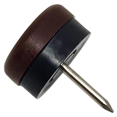 Image of Adsamm® 4 x Plastic Glides with Buffer and Nail, Brown, Diameter 20 mm, Round, Furniture Gliders Floor
