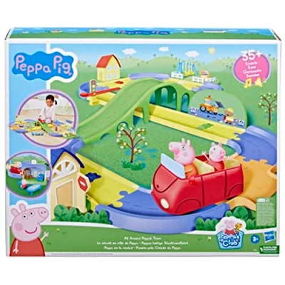 Image of Peppa Pig 25759939 Peppas Fun City Tour Playset with Rail Includes Vehicle and 1 Figure, 35+ Sounds, Ages 3+, Multi