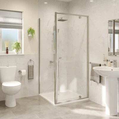 Image of Hydrolux Pivot Shower Enclosure 800 x 800mm with Tray 4mm