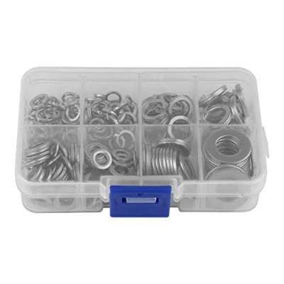 Image of 200PCS Stainless Steel Flat Washer &amp; Spring Lock Tool Kit M5 M6 M8 M10 with Box
