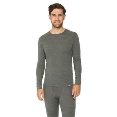 Image of DANISH ENDURANCE Base Layers Men, Long Sleeve Top, Merino Wool, Thermals Warm Winter Thermal Underwear, with or Without a Zipper, Dark Grey, 3XL