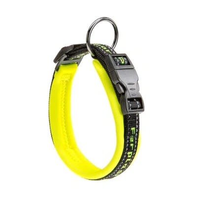 Image of Ferplast Dog Collar SPORT Dog, Small Soft Padding, Reflective Nylon Collar, Pet Name Tag, Size: 1,5 cm (25 35 cm), Yellow