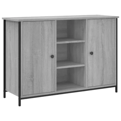 Image of vidaXL Grey Sonoma Engineered Wood Sideboard Hallway Storage Cabinet with Adjustable Feet for Decorative Display and Ample Modern Furniture Living Room Bedroom