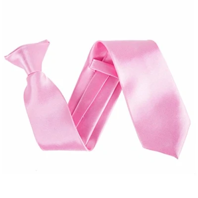 Image of Wide 3&quot; Satin Solid Colour Plain Safety Clip On Tie (Baby Pink)