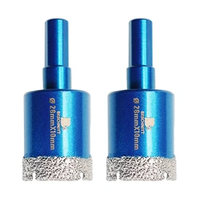 Image of Dry Diamond Core Drill Bit Set,BRSCHNITT 2pcs/pack 28mm Hole Saw with Triangle Shank for Porcelain Tile Ceramic Stone Granite Marble