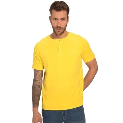 Image of JP 1880 Men&#039;s Henley Basic 1 T Shirt, Royal Yellow, XXXX Large
