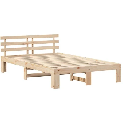 Image of vidaXL Pine Wood Bed Frame Natural Solid 140 x 190 cm Durable