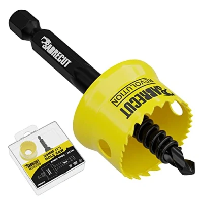 Image of 1 x SabreCut HSM025 25mm High Performance Thin Wall Sheet Steel Hole Saw Kit Features Body and HSS M42 Cobalt Arbour with Progressive Tooth Profile for Cutting Wood, Plastic