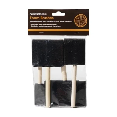Image of Foam Brushes for Applying Dye, Paint, Stain, Varnish and Oil to Wood. Perfect Arts, Crafts, Cleaning More. Four Piece Set.