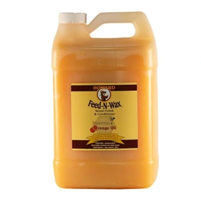 Image of Howard Feed N Wax Wood Polish and Conditioner FW0128 Blend of Orange OIl Beeswax Carnauba Wooden Furniture Care 3.784lt (128oz)